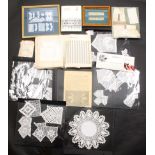 Various textiles, etc., including a school album of sample needlework and other techniques, silk