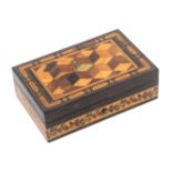 A Tunbridge ware coromandel wood small jewellery box labelled for Thomas Barton, of rectangular form