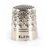 A scarce Australian Elfin thimble, the decorated body over a plain frieze stamped 'Elfin', '2',