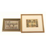 Two framed sets of needle packet prints, comprising as a single uncut sheet Le Blond - 'The Fancy