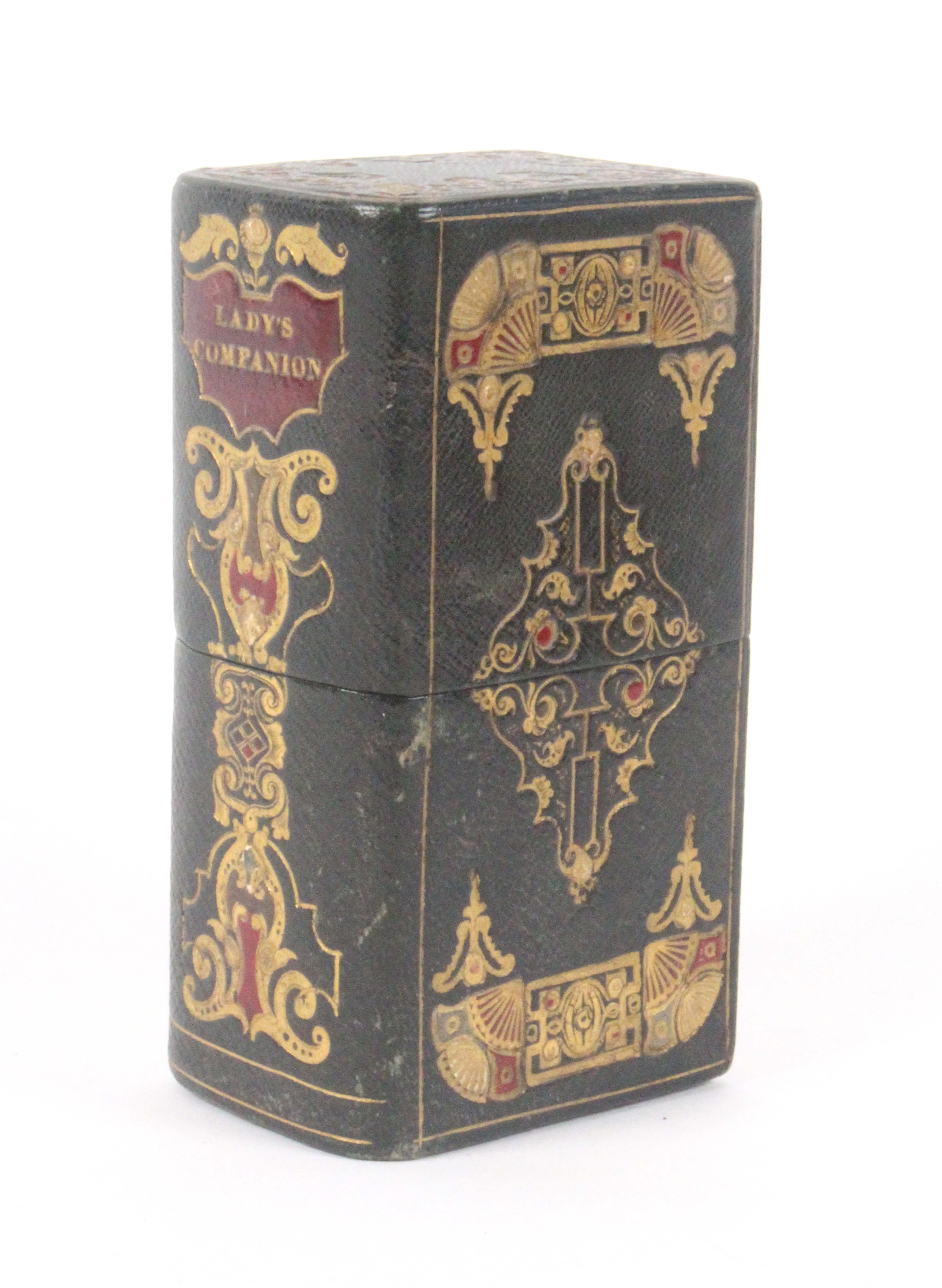 A good example of a 'Lady's Companion', in green leather and of book form with elaborate gilt - Image 2 of 3