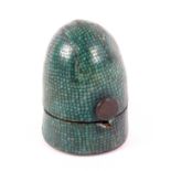 An 18th Century green shagreen thimble case, of hinged form, very slight loss below push catch,