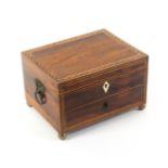 An unusual rosewood and inlaid Tunbridge ware box dated 1825 and with an internal colour print of