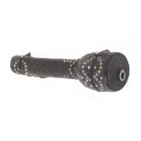 A rare early 18th Century combination needle and thimble case, the black leather or shagreen
