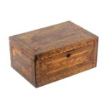 A late 18th/early 19th Century split and coloured straw work box, possibly French prisoner of war