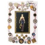 A display of thirty five Paris back buttons, including a few enamels, largest 3.5cms dia. From the