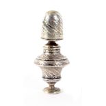 An 18th Century German silver standing thimble top sewing companion, the circular base with vase