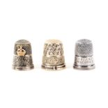 Three silver Royal commemorative thimbles, comprising ER flanking crown, George and Mary 1911 with