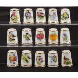 Royal Worcester black mark hand painted and signed porcelain thimbles, comprising P. Dunkley (4),