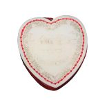 A rare heart shaped pin cushion one side in mother of pearl engraved with a titled view 'Napoleon'