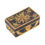 A late 18th Century French black card and gold foil decorated box with further internal boxes, of