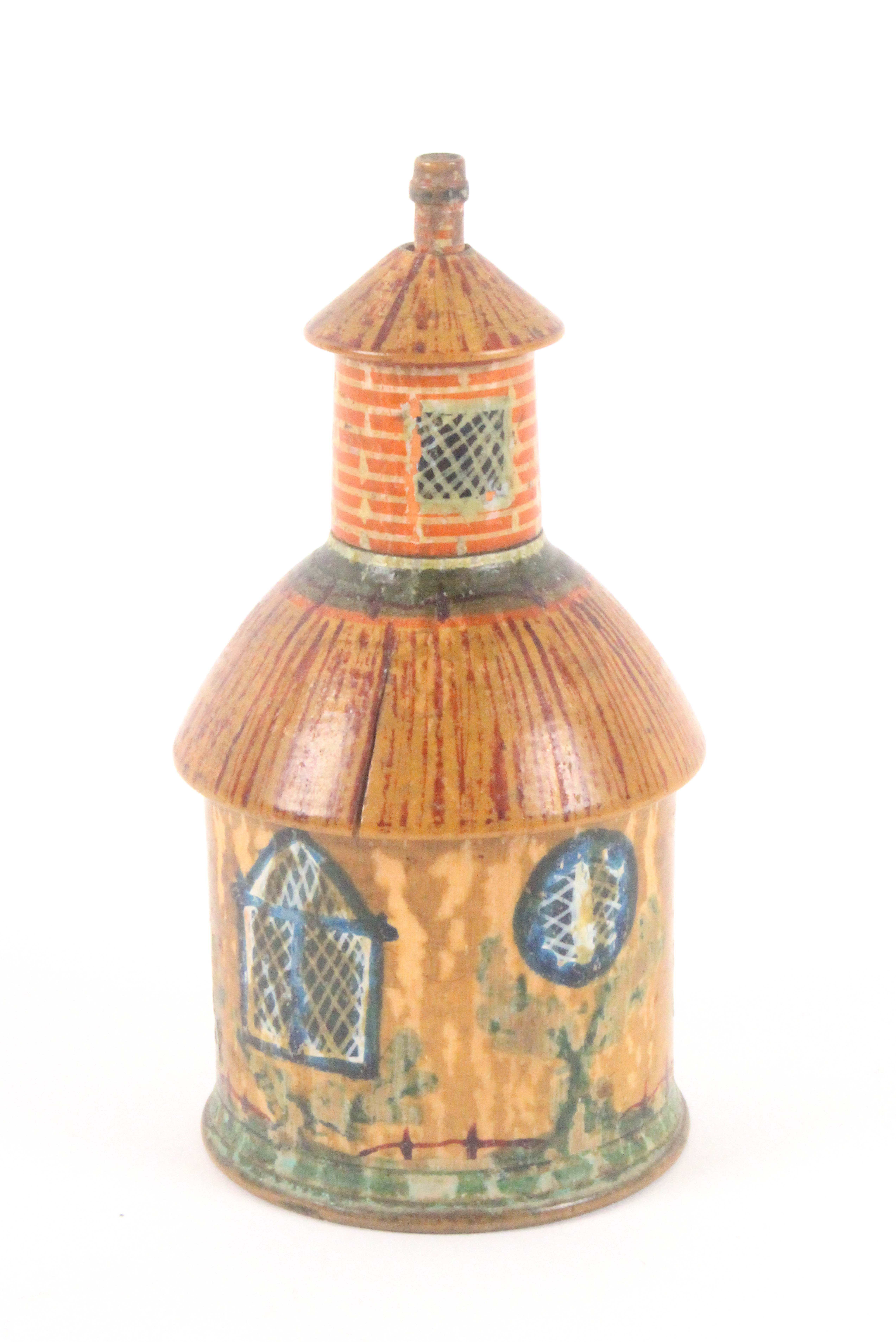 An early Tunbridge ware paint decorated sewing companion in the form of ...