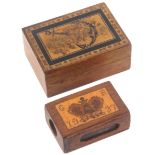 Tunbridge Ware - two pieces, comprising a rectangular box, the hinged lid with a mosaic panel of