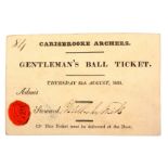 Ephemera - 'Gentleman's Ball Ticket - Carrisbrooke Archers, Thursday 25th August, 1831 - This Ticket