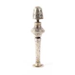 An 18th Century German silver standing thimble top sewing companion, the circular base to an