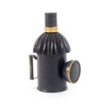 A good French ebony and copper combination thimble and needle case in the form of a lantern, the