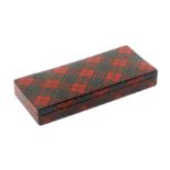 A Tartan ware (M'Lean) rectangular box, labelled to base 'The Clan Tartan Tape Box - J.P. and