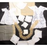 Lace, etc., comprising two children's dresses, ten various lawn and lace edged handkerchiefs, a