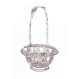 A late 18th Century silver filigree wool ball basket, circular foot, the sides with alternate