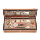 A good Palais Royal small format sewing box, circa 1840, the satinwood rectangular box with curved