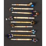 Nine spot inscribed bone lace bobbins, Eliza x 4 / Ann x 2 / Lydia / Hannah / Caroline. (9)