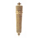 A 19th Century French silver gilt sewing companion, of tapering cylinder form in imitation of basket