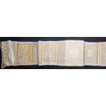 A very extensive educational sampler roll, the lead panel with alphabets and numerals and