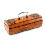 An attractive Palais Royal small format sewing box, circa 1830, and later fitted, the satinwood