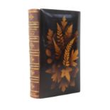 Fern ware - book, Longfellows Poetical Works, 1871, tooled leather spine, silhouette fern ware