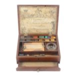 An early 19th Century mahogany paint box, of rectangular form for W.J. Reeves and Son, the lid edged