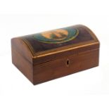 An early Tunbridge ware print decorated and inlaid yew wood box attributed to George Wise, plain