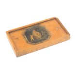 An early Tunbridge ware white wood print decorated miniature paint box, of rectangular shallow form,