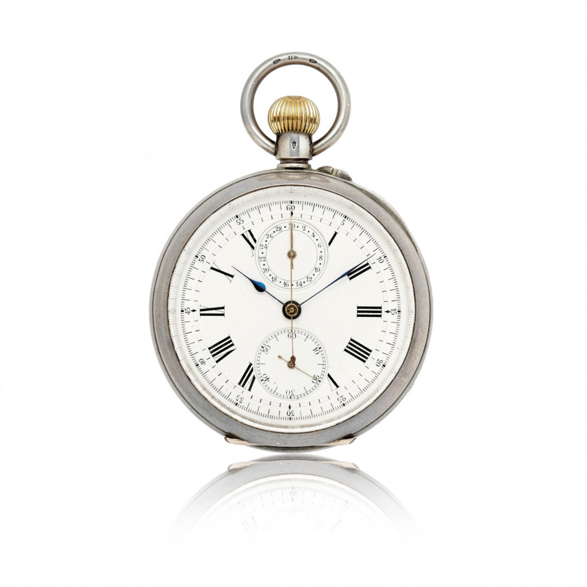 SILVER CHRONOGRAPH SIGNED "EXAMINED BY DENT",  CIRCA 1880