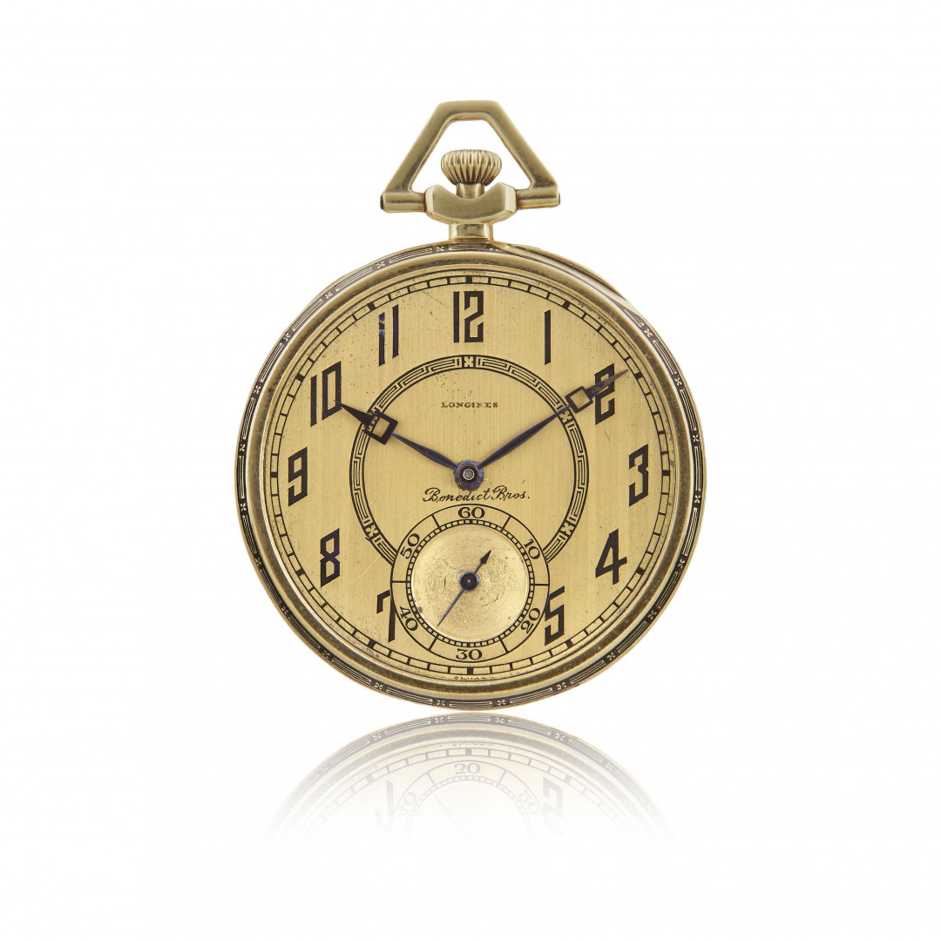 LONGINES "DECO" IN GOLD RETAILED BENEDICT BROS., CIRCA 1919