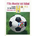 Manifesto - 1er dia Mundial del Futbol - 1973 Litografia a colori relativa all'evento organizzato