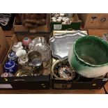 Various Oriental ginger jars, silver plate etc., in two boxes