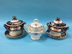 A pair of early 19th century sauce tureens and stands, and a Sucrier