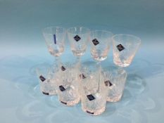 Six cut glass Edinburgh whiskey tumblers and four wine glasses