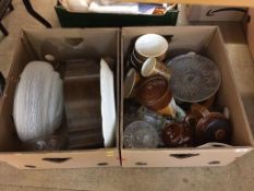 Two boxes of assorted, to include a mantle clock etc.