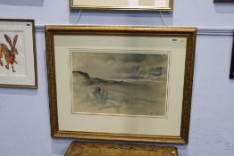 Elizabeth Scott Moore (1902 - 1993), watercolour, signed, 'Coastal landscape', 37 x 55cm