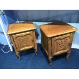 Pair of Continental oak bedside cabinets