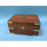 A modern rosewood and brass bound deed box, 30cm wide