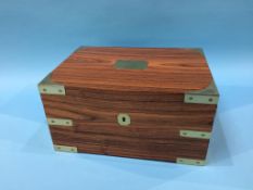 A modern rosewood and brass bound deed box, 30cm wide