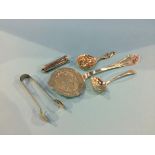 Continental silver caddy spoons etc.