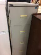 A metal filing cabinet