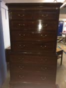 A 19th century mahogany chest on chest, supported on bracket feet, 106cm wide x 187cm height