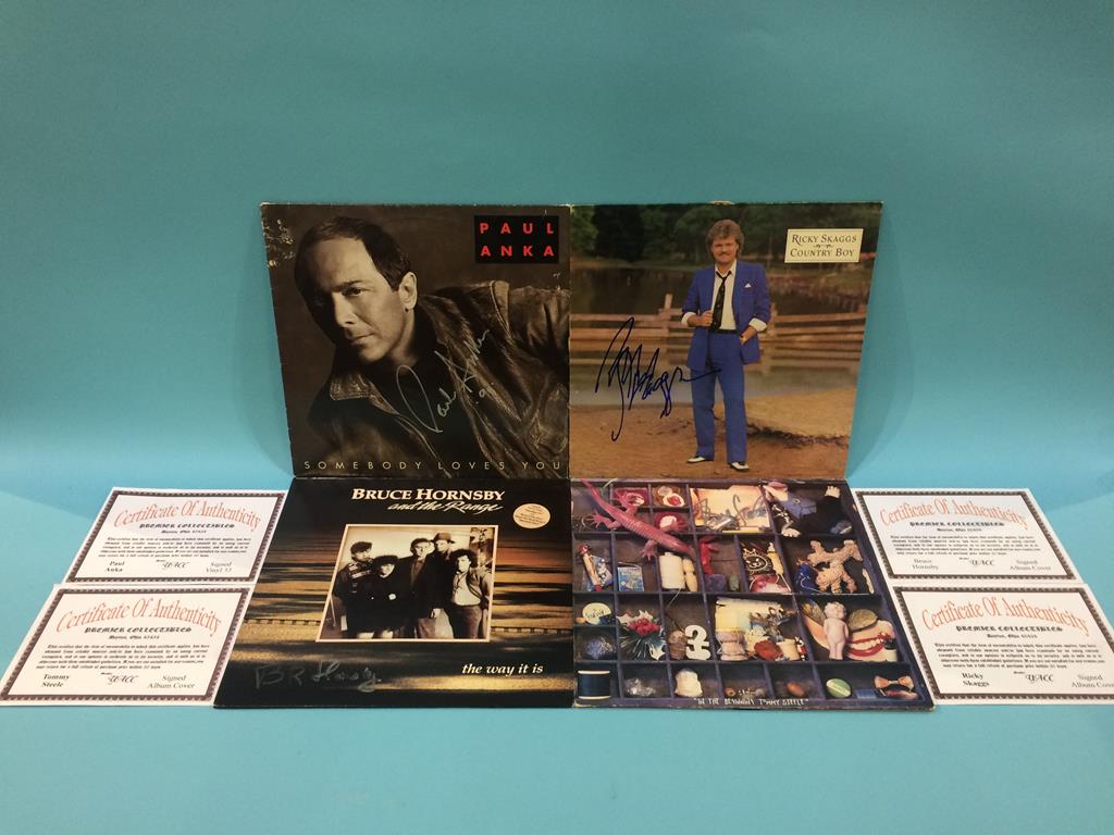 Autographs: Paul Anka signed album cover, Ricky Skaggs signed album cover, Tommy Steele signed album