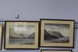 Pair, E. Greig Hall, watercolour, signed, 'Ullswater' and 'Loch Loridao', 37 x 49cm