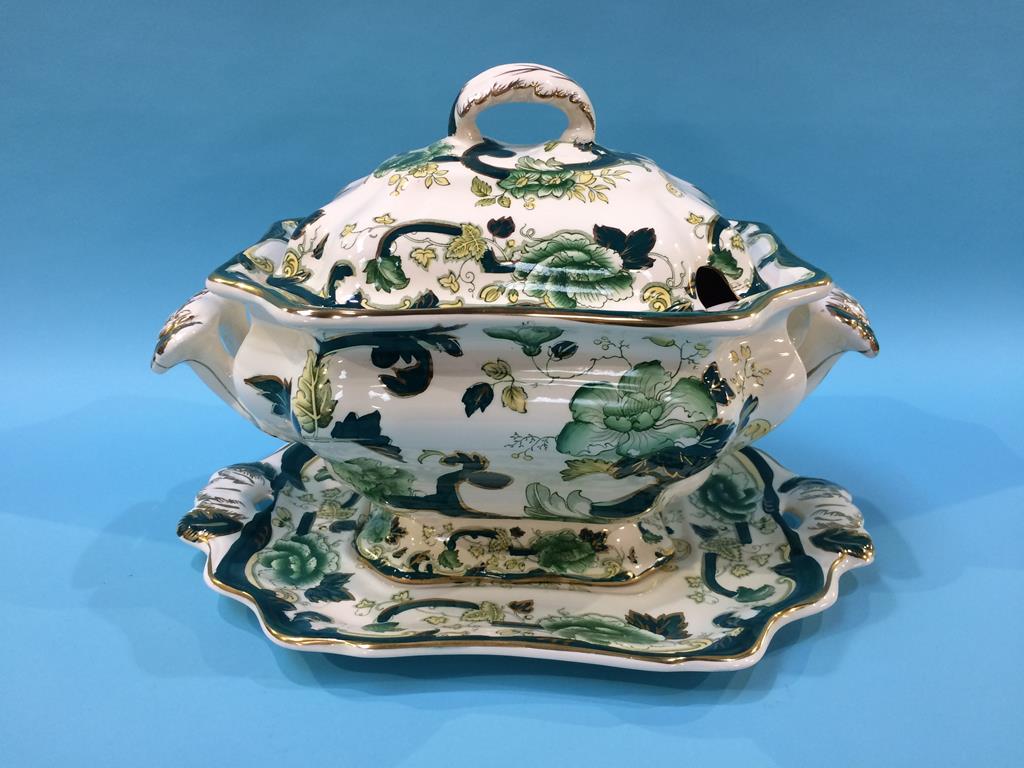 A Masons 'Chartreuse' tureen and stand