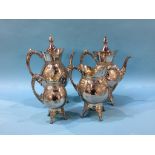 An engraved silver plated four piece tea service
